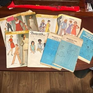 Lot of 9 Vintage 1970s Sewing Patterns Sizes 10, 12, 14